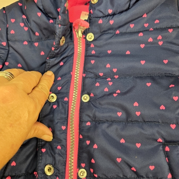 Carter’s 12 Months Girls Blue And Pink Heart Winter Jacket - Picture 7 of 9